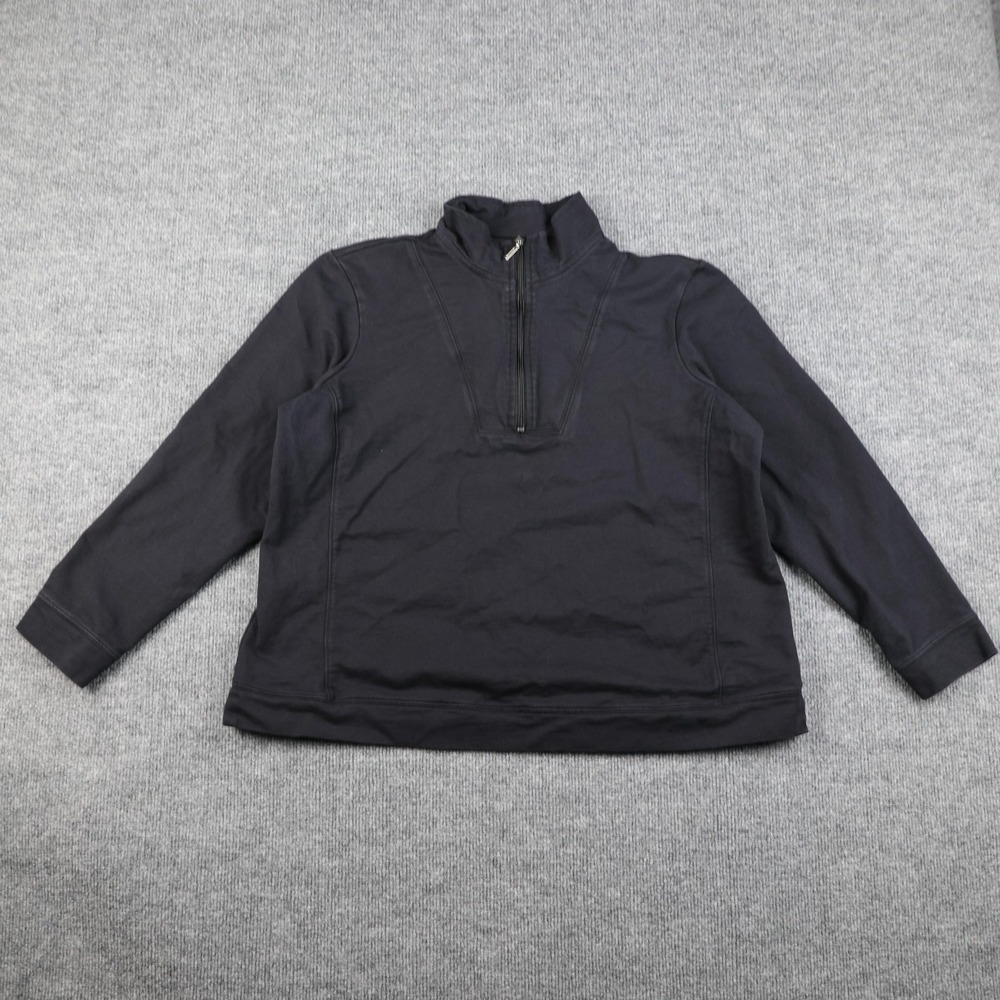 Gloria Vanderbilt Sport Sweatshirt Womens 1X Black Quarter‎ Zip Pullover Cotton
